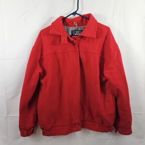 Vtg. WOOLRICH 100% Wool Jacket Lined Full Zip Red Made in USA Women's Medium